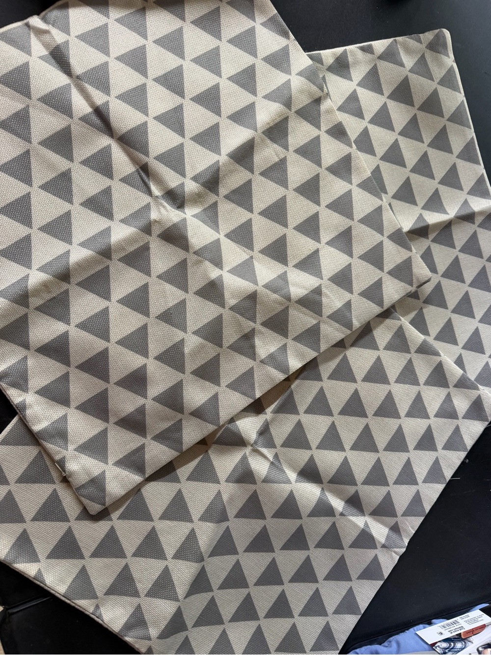 (Sale $5) 3 pc Geometric Triangle Pattern pillow cover Set in Cream and Gray